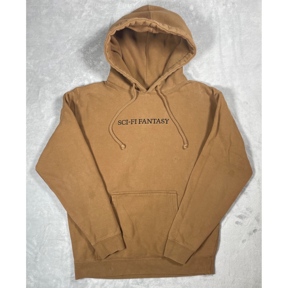 Sci-Fi Fantasy Hoodie Men Medium Brown Tan Pullover Sweatshirt Jerry Hsu Skate